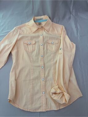 Fun & Flirt Peach Button-Down Western Shirt